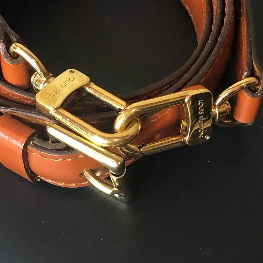 LOUIS VUITTON Adjustable Brown Kenyan Fawn Leather Strap with Gold Hardware